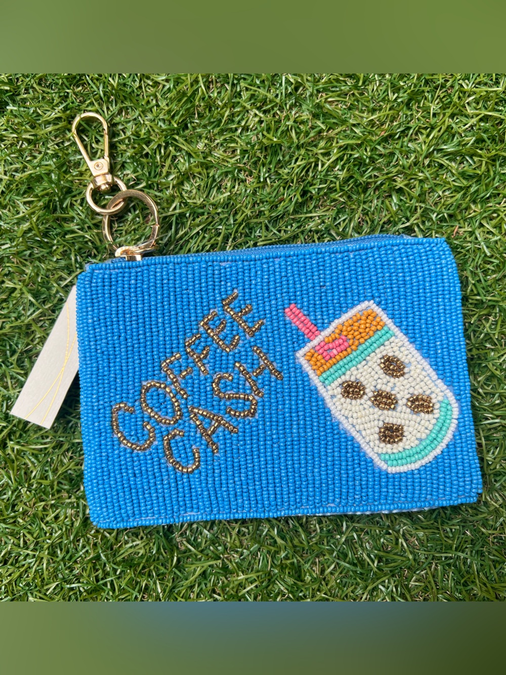 WORLD MARKET COFFEE CASH BEADED COIN POUCH